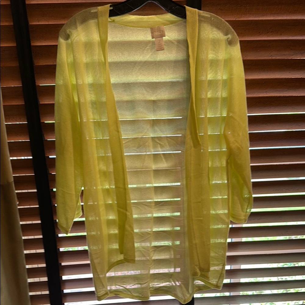 NWT Chico's Sheer Yellow Cardigan
